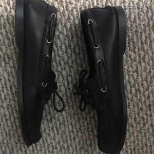 Timberland All Black Leather Boat shoes Size 10